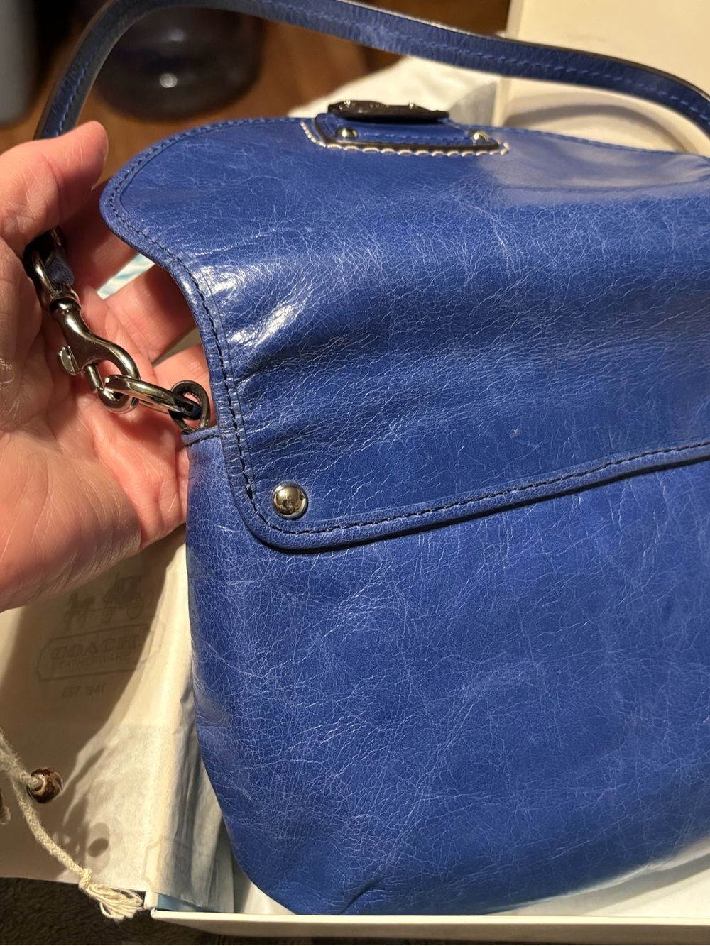 Coach Royal Blue Leather Shoulder Bag - Picture 5 of 6